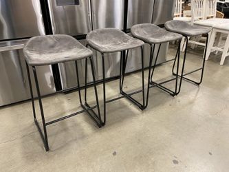 Modern Gray Fuax Leather Counter Height Barstools