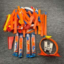 Hot Wheels Track Builder Orange Track Lot Loop Launcher Connectors Accessories