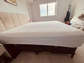 King Bed Frame with Upholstered Headboard