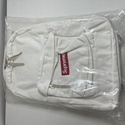 Supreme canvas cheap backpack white