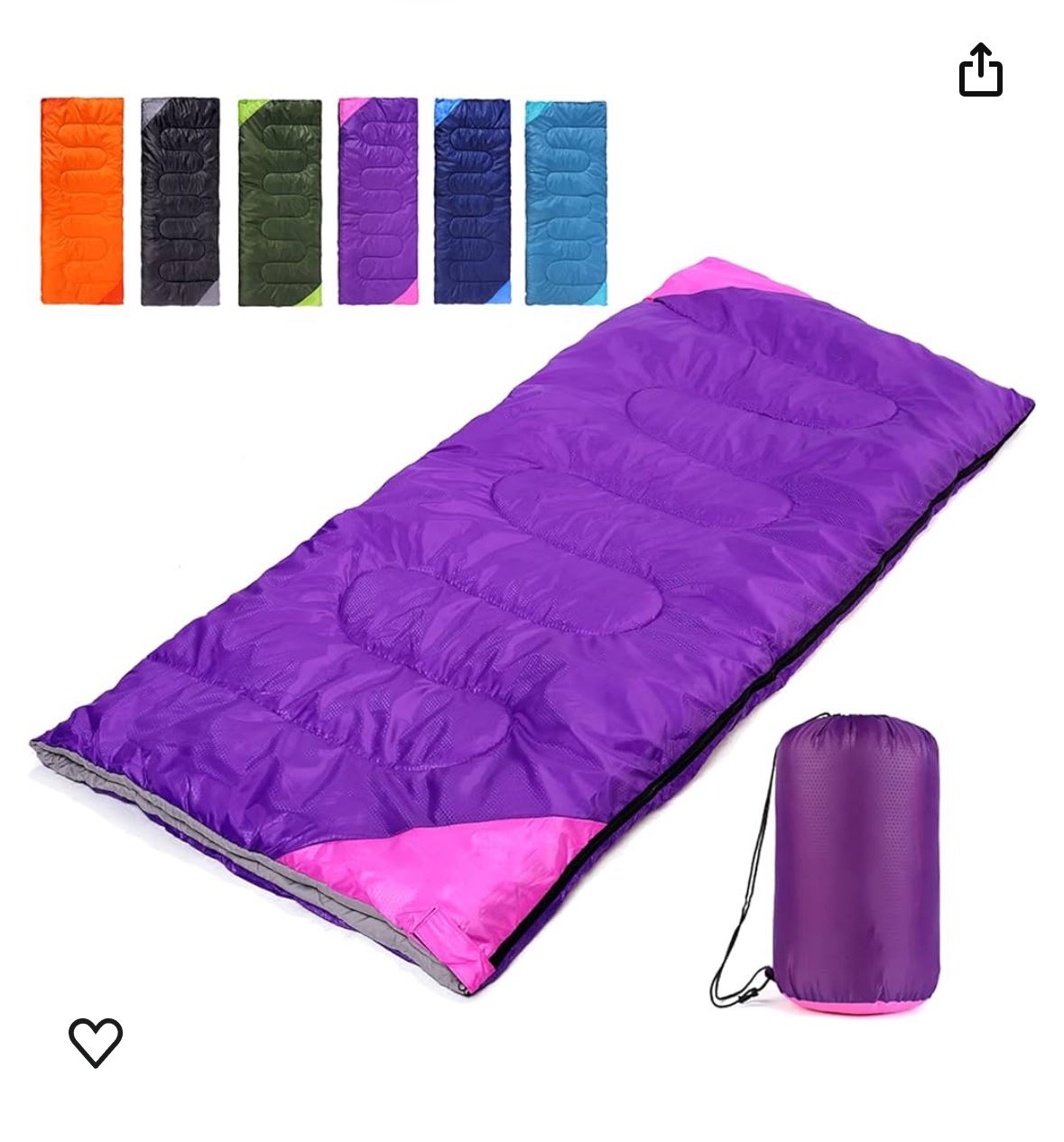Camping Sleeping Bag for Adults Boys and Girls - Purple