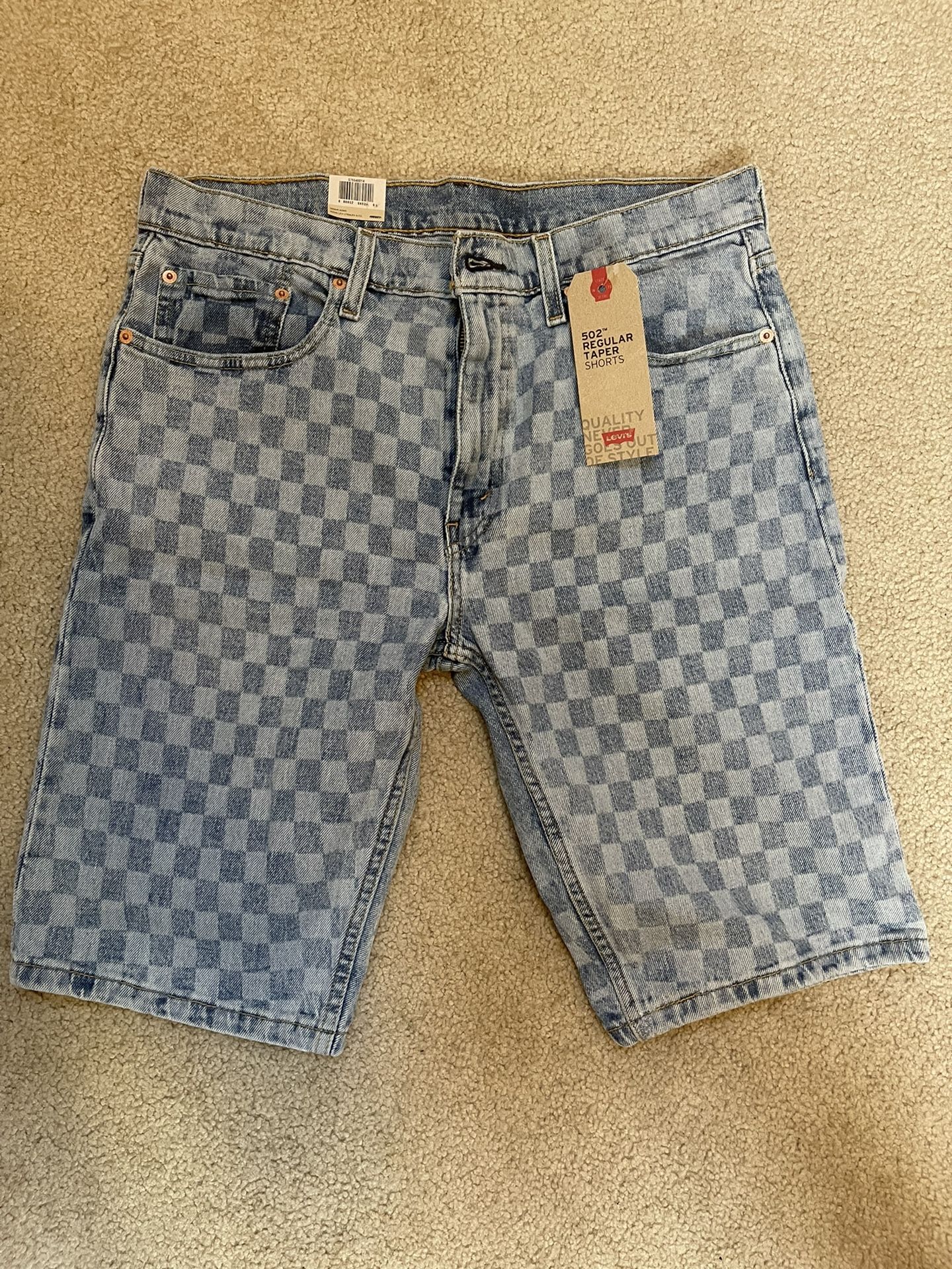 Checker Pattern Jean Shorts By Levi