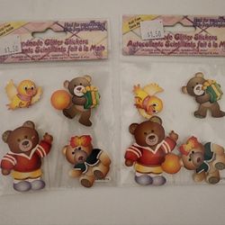Teddy Bears Set/2 Glitter Stickers BNIP