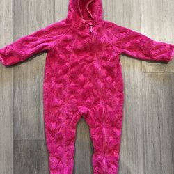 Pre-Owned REI Baby Toddler Girls Winter Lined Fleece One-Piece Onesie Pink Warm 