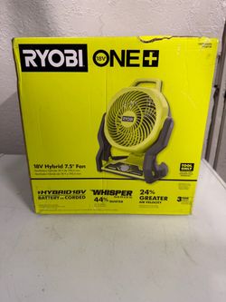 RYOBI ONE+ 18V Hybrid 7.5" Whisper Series Fan (PCL811B) - New Open Box