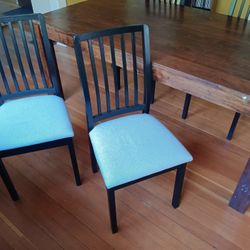 World Market Solid Pine Wood Dining Table And 4 IKEA chairs