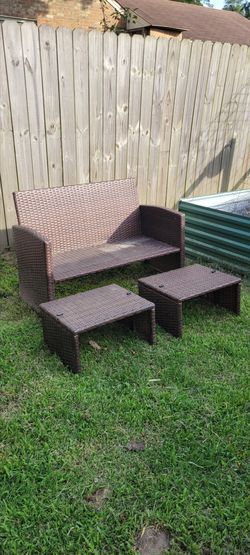 3-Piece Outdoor Rattan Sofa (No Cushions)
