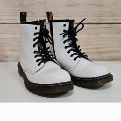 Dr. Martens White Patent Leather Combat Boots 4