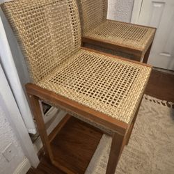 Woven Rattan Bar Stools     - Coastal 