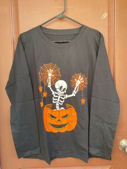 Halloween Skeleton Pumpkin Long Sleeve Shirt