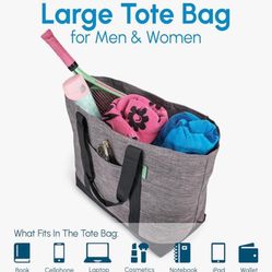 Creative Green Life Large Capacity Tote Bag for Women with Zipper – Everyday Tote Bag for Work, School, Gym, Shopping, Teachers, Nurses – Foldable Tra