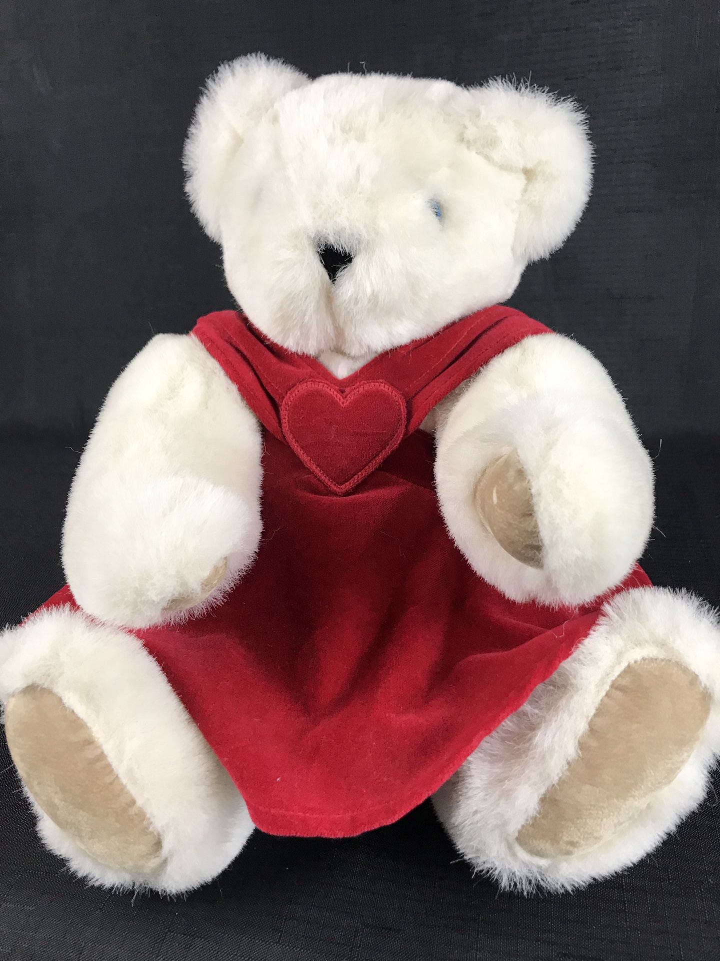 Vermont Teddy Bear with Valentines Red Velvet Dress with Heart