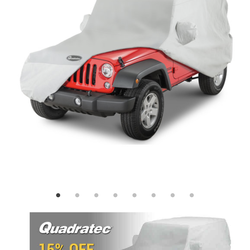 Quadratec heavy duty car cover for a Jeep JK Wrangler Unlimited four door