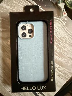 New in Box Hello Lux Light Blue Croc Phone Case for iPhone 14 Pro Max   New Hello Lux phone case is a light blue faux crocodile skin material. This pr