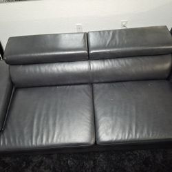 Black Leather Couch (2pieces)