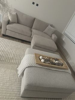 Living Spaces Love Seat & Ottoman