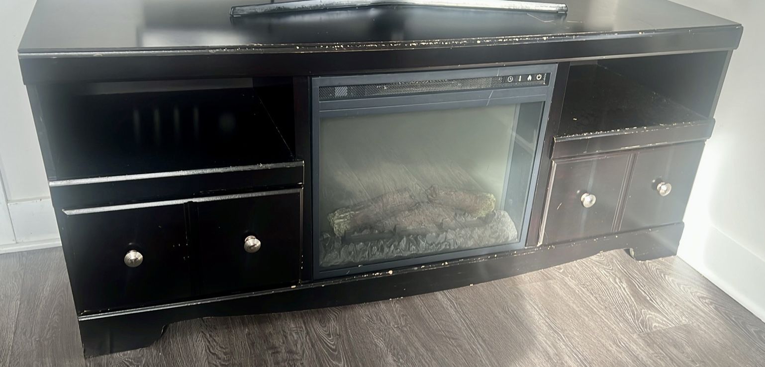 Black Electric Fireplace Tv Stand
