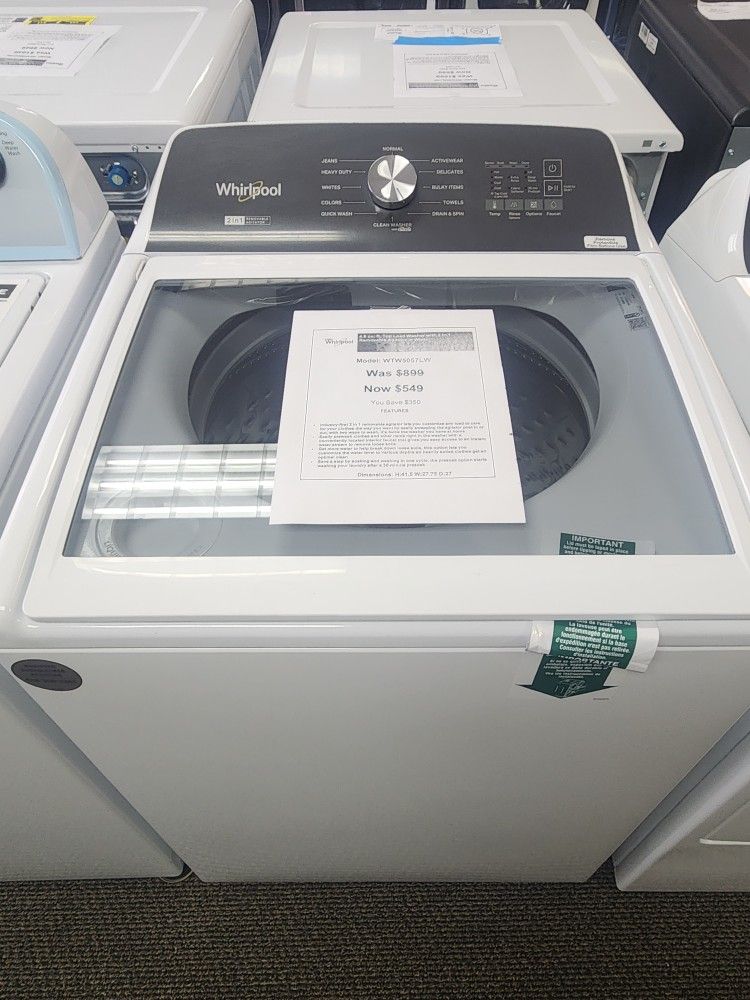 4.8 cu, ft. Top Load Washer-with 2 in 1
Removable Agitator In White
