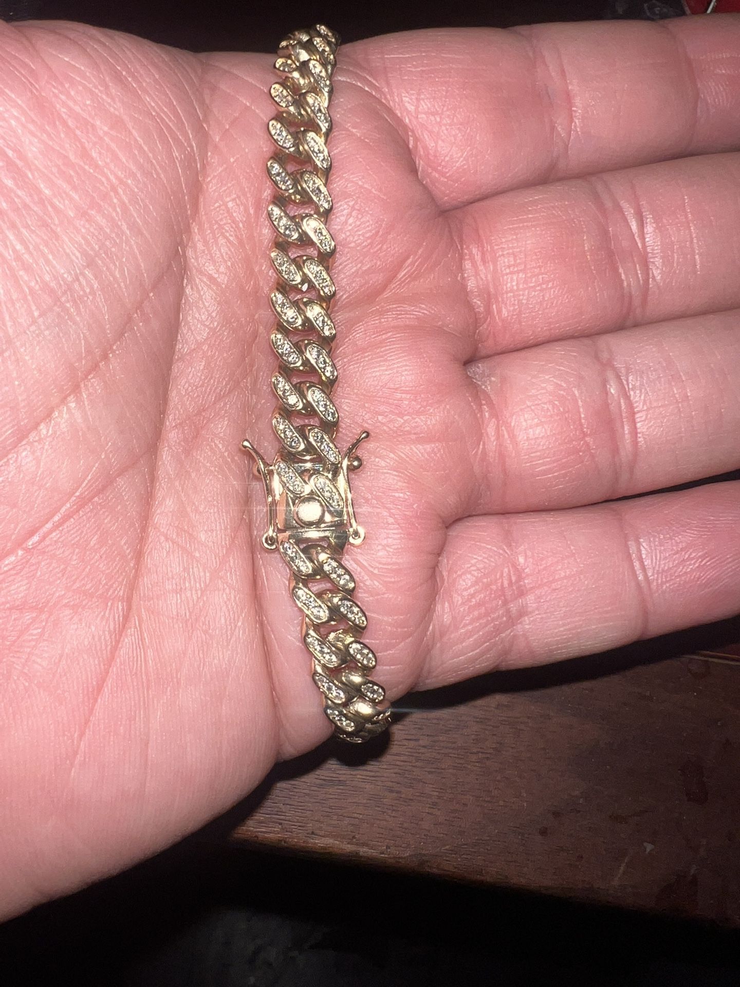 14Kt Diamond Cuban Bracelet