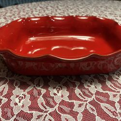 NEW Red De Silva Ruffled edge terracotta earthenware Casserole Dish