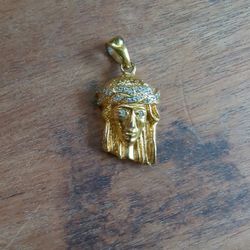 Golden Jesus Head Pendant 