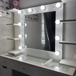 Vanity with shelves 