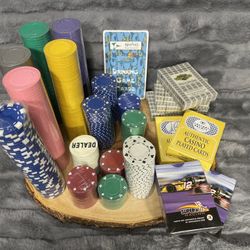 Vintage New Sealed Poker Chips And Cards