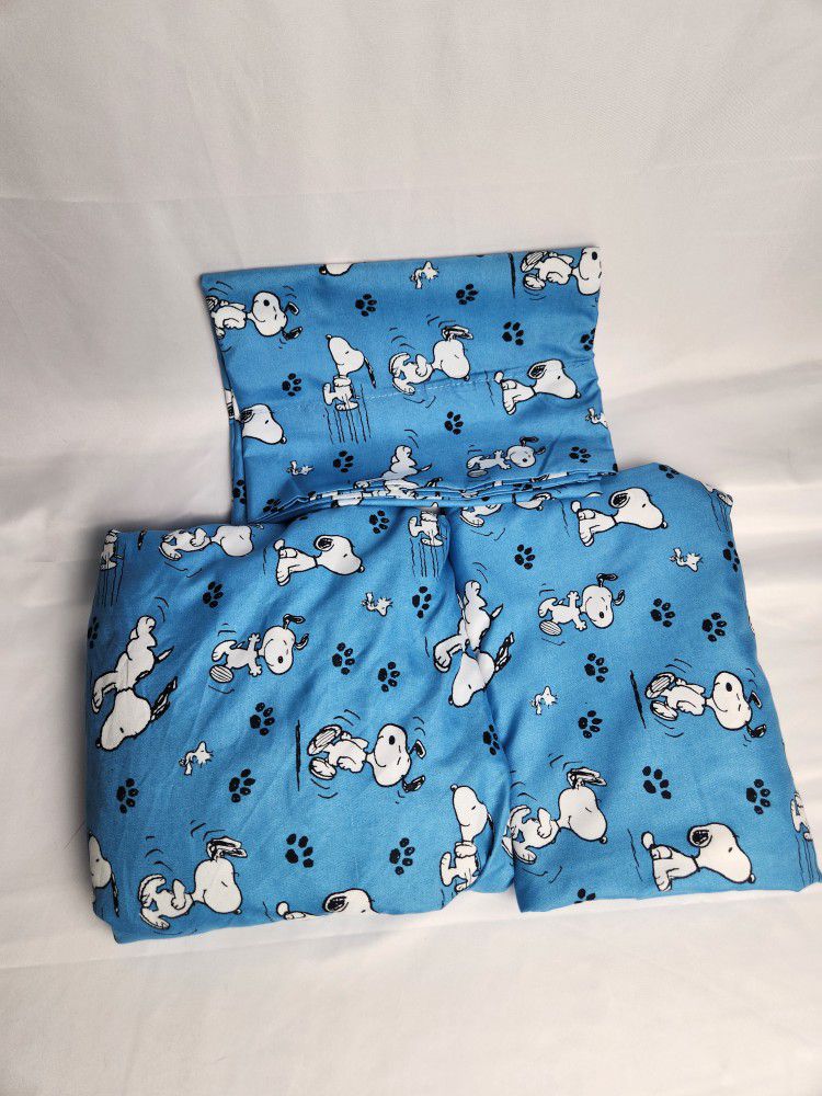 Peanuts 3 pc twin sheet set flat , fitted & pillow case . 