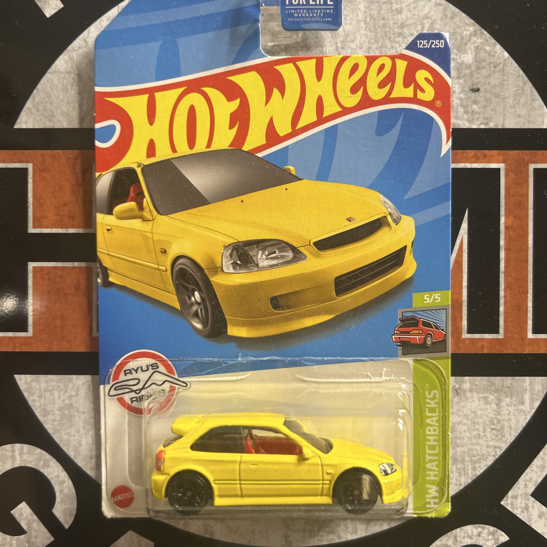 Hot Wheels yellow Honda Civic hatchback #honda #civic #hotwheels