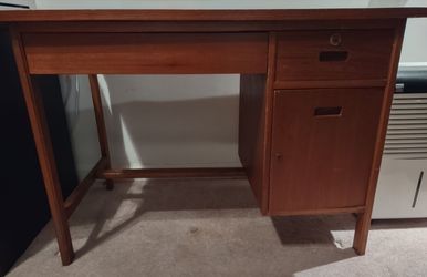 Wooden Desk with 2 Drawers and Cabinet