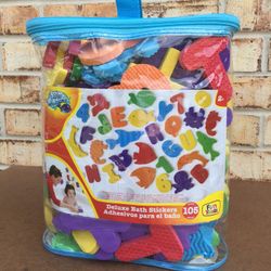 105 Foam Bath Alphabet Letters / Numbers / Shapes Bathtub Toys w/ Storage Bag- when wet, they will stick to bathtub wall