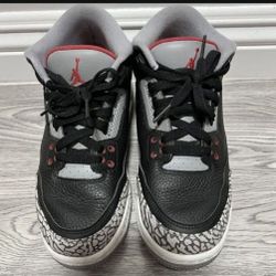 Nike Air Jordan Retro 3 Black Cement Size 5y No Inside Sole 