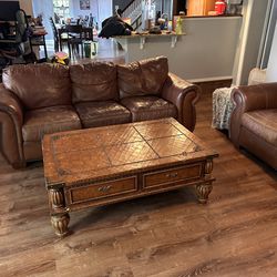 Leather Couch , Loveseat, Coffee Table, 2 End Tables