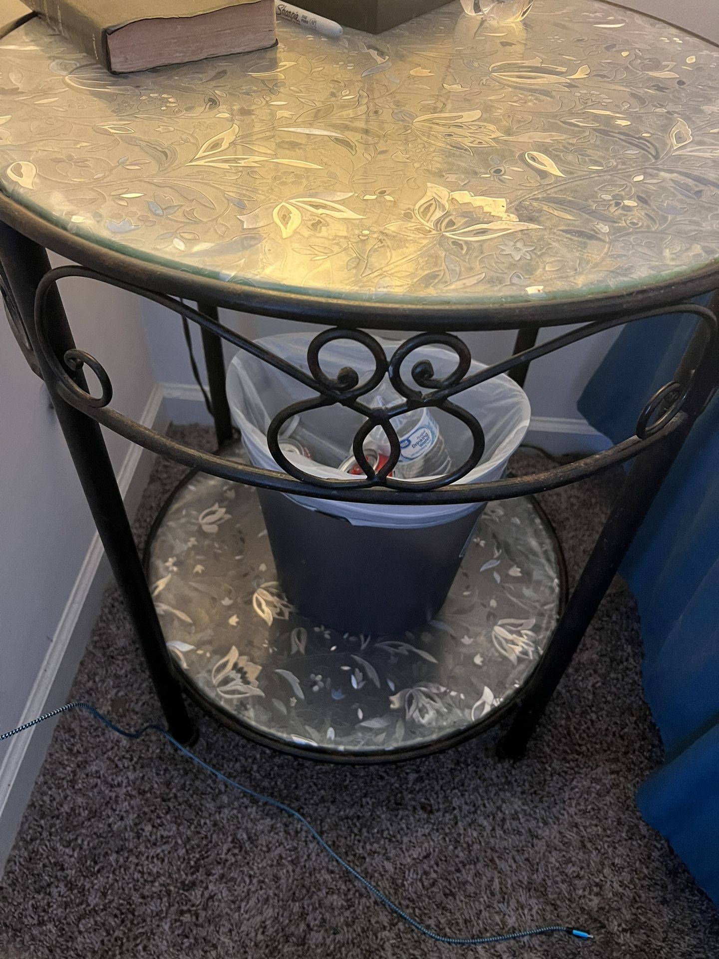 Pier, One Glass And Wrought Iron End Tables.