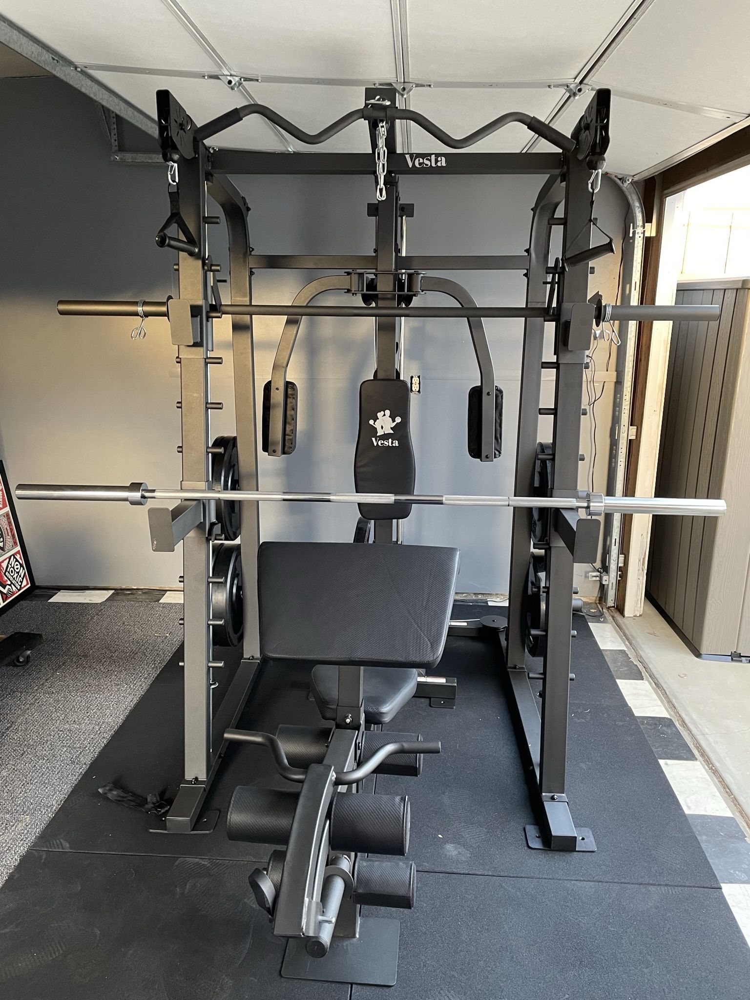 Vesta Fitness Smith Machine 2001 w/Bench Attachment 230lb Bumpers Weights 7ft Olympic Bar Fitness Gym Equipment FREE DELIVERY 🚚