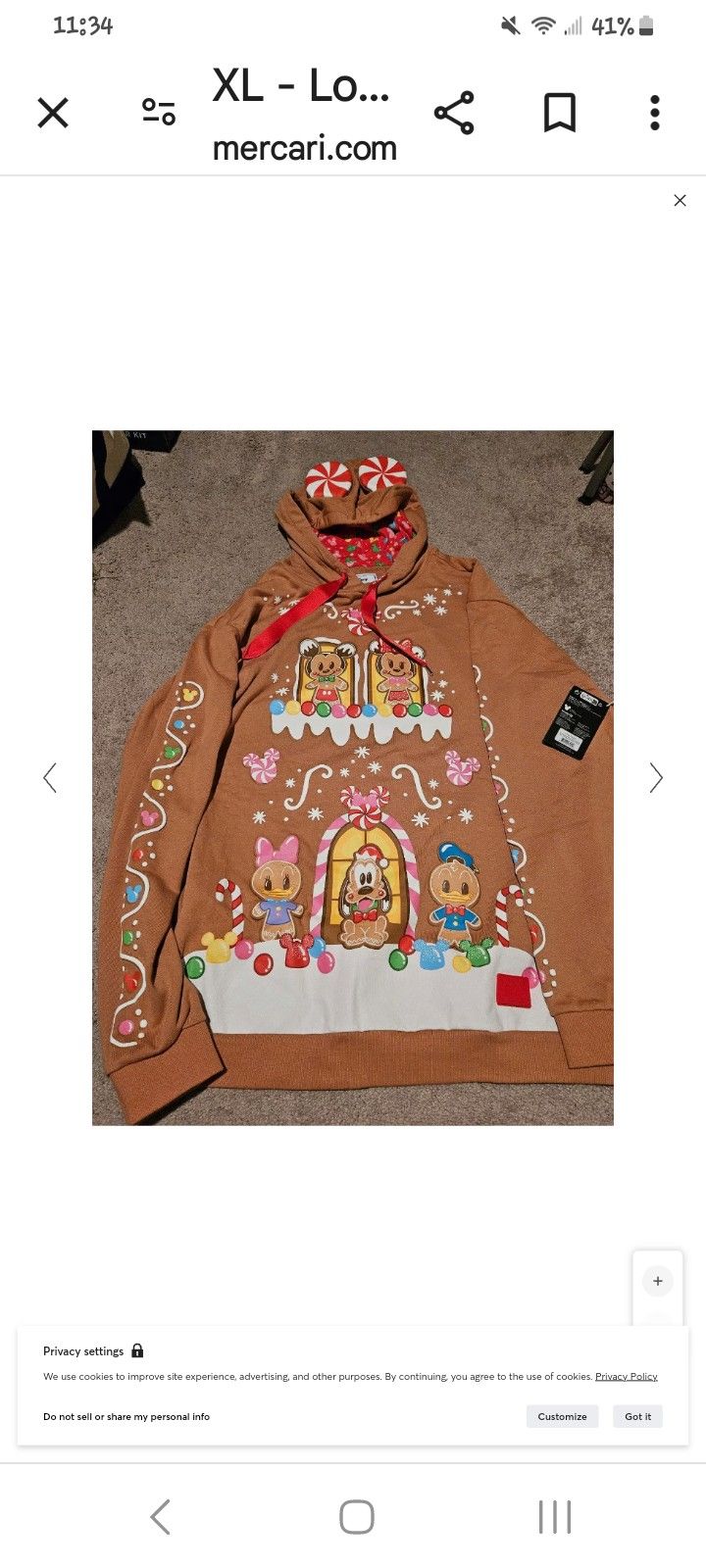 NEW /TAGS GINGERBREAD MICKEY HOODIE