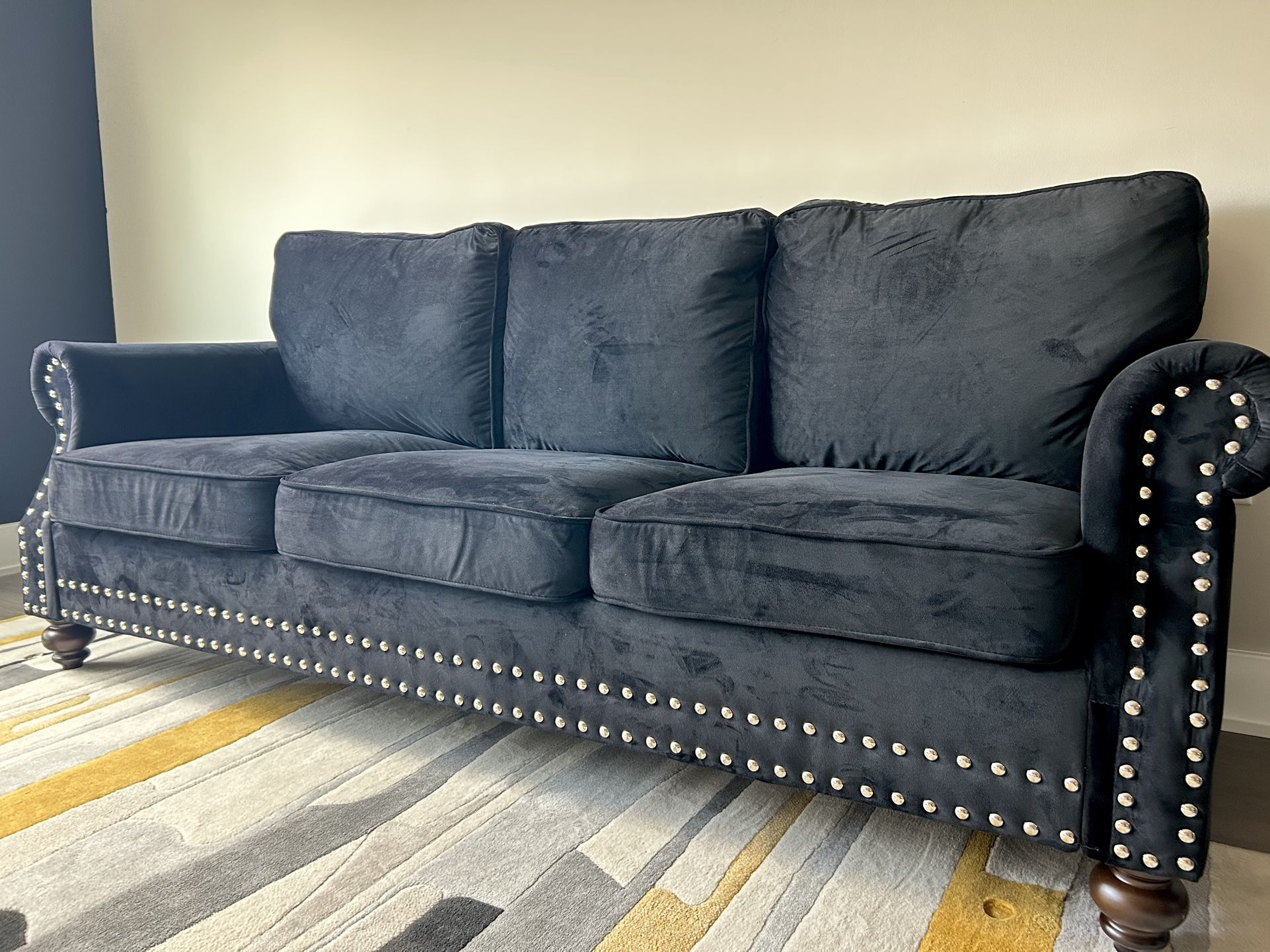 Extremely Comfortable Black Velvet  Couch!