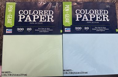 2 Reams Of Colored Printer Paper-300 Sheets Each-green & blue Pastel New