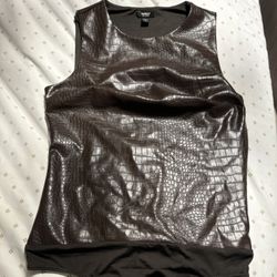 Express Brown Leather Snakeskin Bodysuit