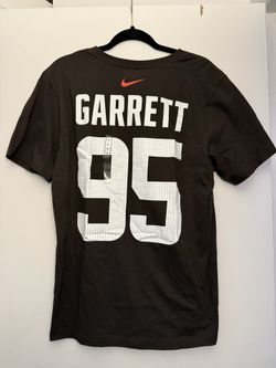 Nike Men's Cleveland Browns Myles Garrett #95 Seal Brown T-Shirt