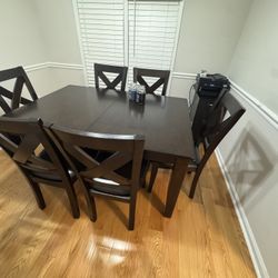 6 Piece Solid Wood Dining Table Set