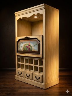 🍷 Custom Hand-Painted Wine Bar & Hutch – $395