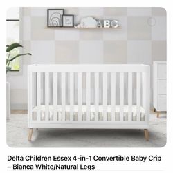 White Convertible Crib + Crib Mattress – good condition