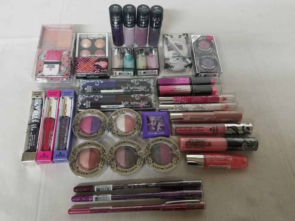 32 piece Hard Candy Pink & Purple Eye Lip Nail Makeup Cosmetics Lot No Duplicates
