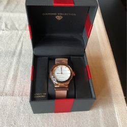 Genuine Diamond Rose Gold Colored Watch