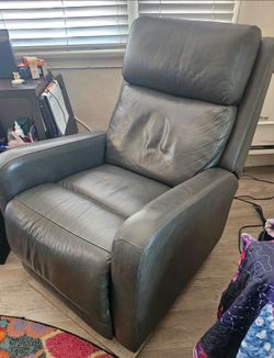**Modern & Sleek**  ~ Electric LEATHER ROCKER/RECLINER ~ Grey
