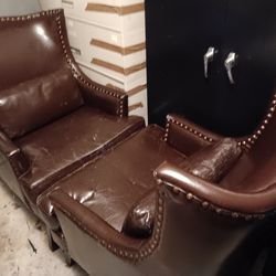 Leather Chairs Pair