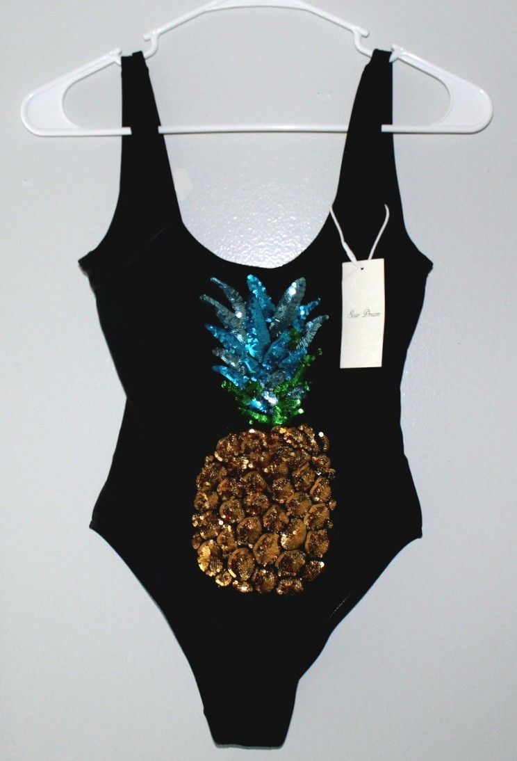 Women's One Piece Sequin Pineapple Bathing Suit