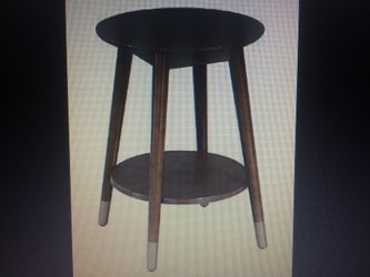 Convenience Concepts Wilson Mid Century Round End Table with Bottom Shelf, Espresso