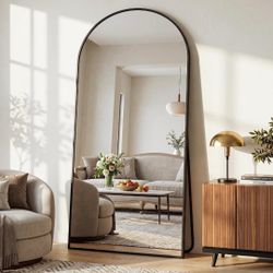 70 x 32 Inch Oversized Arched Full-Length Mirror - Black Floor Mirror